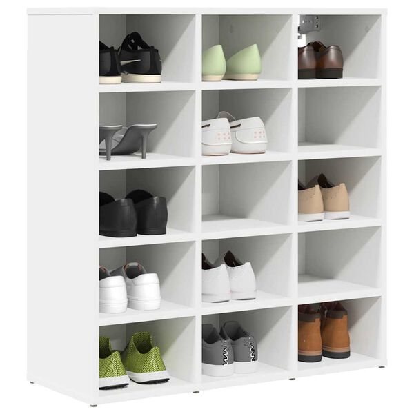 vidaXL Shoe Cabinet White 30.51 x 11.81 x 32.87 in Engineered Wood
