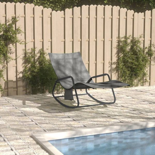 vidaXL Sun Lounger Grey Steel frame, Textilene fabric Medium Sun Lounger