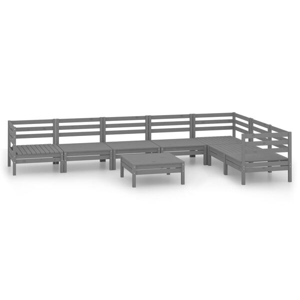 vidaXL Garden Lounge Set Grey Solid Pine Wood Modular Garden Lounge Set