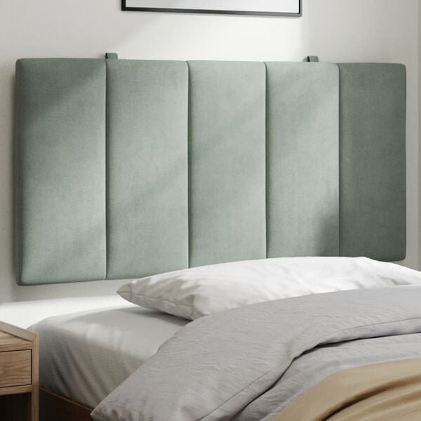 vidaXL Headboard Cushion Light Grey Velvet (100% polyester) Twin