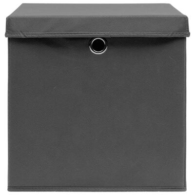 vidaXL Storage Boxes with Covers 10 pcs 11"x11"x11" Gray