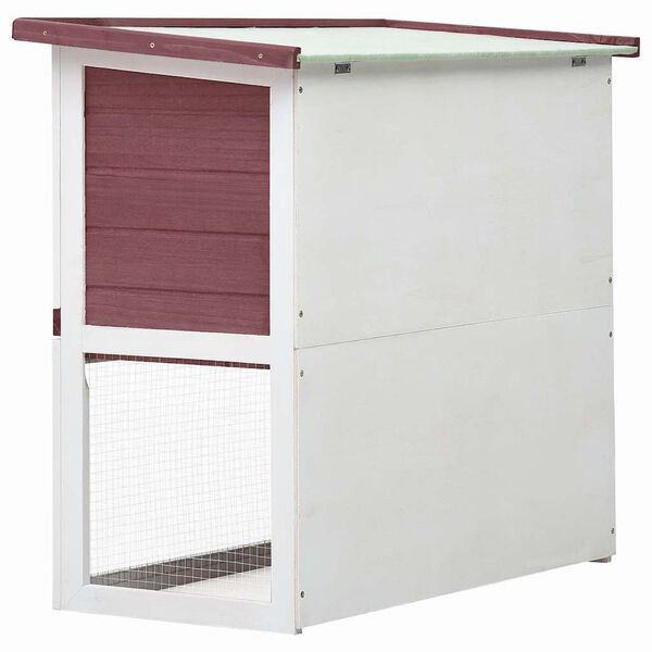 vidaXL Rabbit Hutch Brown and white Solid pine wood, plywood, iron wire mesh