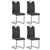 vidaXL Dining Chair Set of 4 Grey Faux Leather, Steel Standard Sleek