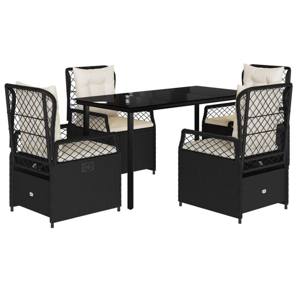 vidaXL Garden Dining Set Black and Cream White