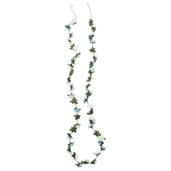 vidaXL Christmas Flower Garland Blue and white Artificial silk, PE