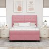 vidaXL Box Spring Bed with Headboard Pink 55.1" x 74.8" Velvet