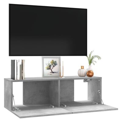 vidaXL TV Cabinet Concrete Gray 39.4"x11.8"x11.8" Engineered Wood
