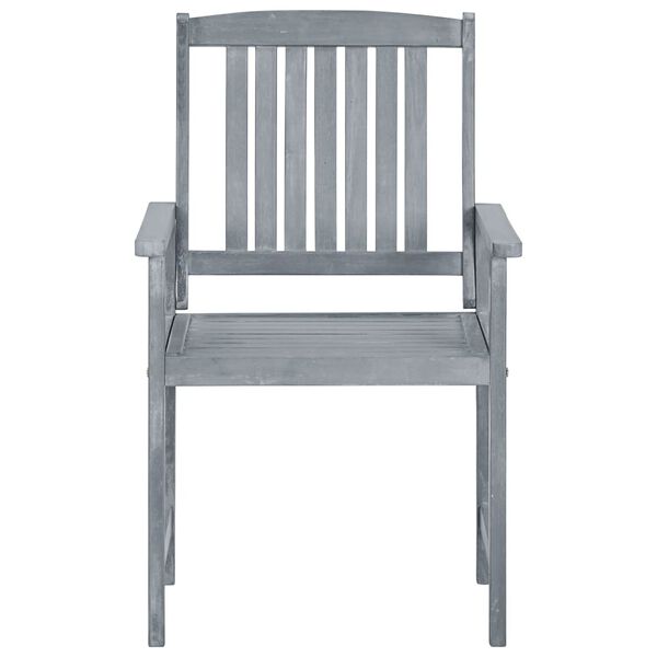 vidaXL Patio Chair Set of 4 Gray Solid acacia wood Standard Durable