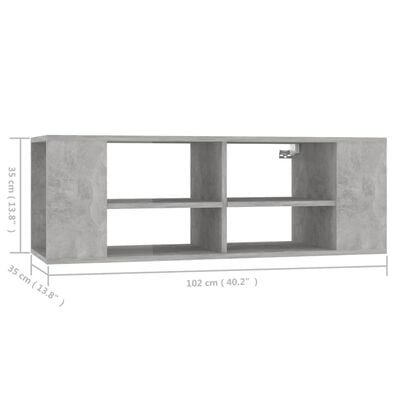 vidaXL Wall-Mounted TV Stand Concrete Gray 40.2"x13.8"x13.8" Engineered Wood