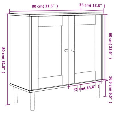 vidaXL Sideboard SENJA Rattan Look White 31.5"x13.8"x31.5" Solid Wood Pine