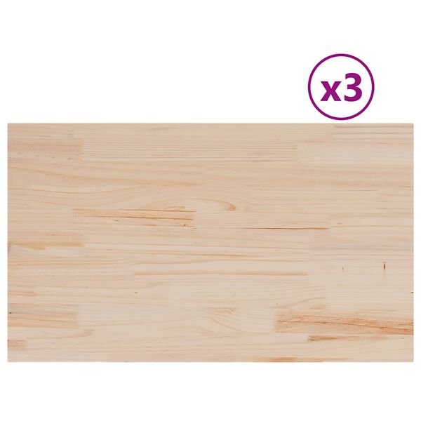 vidaXL Table Top Set of 3 Natural Pine Solid Pine Wood Medium Simple