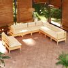 vidaXL Garden Lounge Set Cream, Natural Wood Solid Pinewood, 100% Polyester