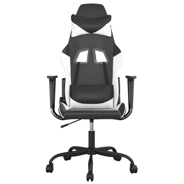 vidaXL Gaming Chair Black and White Faux Leather