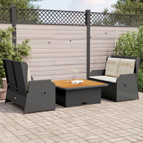 vidaXL Garden Lounge Set Black, Cream White