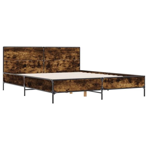 vidaXL Bed Frame without Mattress Smoked Oak 135 x 74.8 "