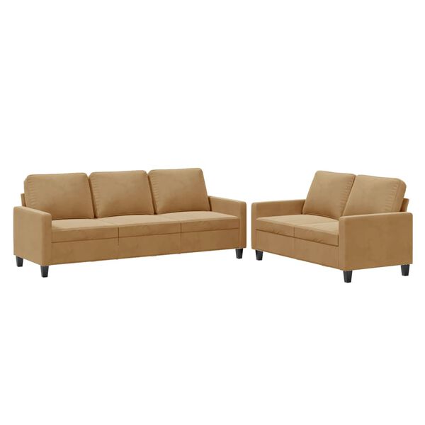 vidaXL Sofa Set Brown Velvet (100% polyester), metal, textilene, plywood