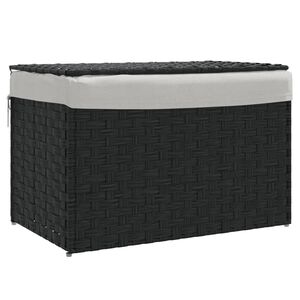 vidaXL Laundry Basket with Lid Black 21.9x13.8x13.4" Poly Rattan