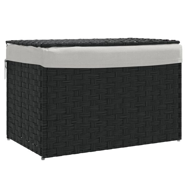 vidaXL Laundry Basket with Lid Black 21.9x13.8x13.4" Poly Rattan