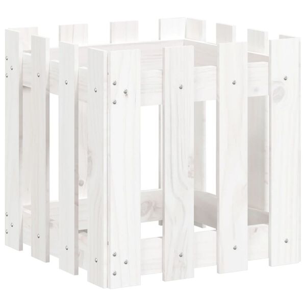 vidaXL Garden Planter White Solid pine wood 15.7 x 15.7 x 15.7 in