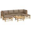 vidaXL Garden Lounge Set Taupe, Natural Bamboo Bamboo, 100% Polyester
