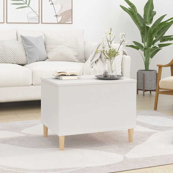 vidaXL Coffee Table White Engineered wood, solid eucalyptus wood Compact