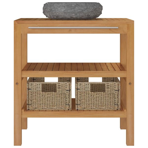 vidaXL Vanity Cabinet With Sink Natural Wood and Black