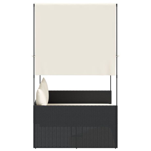 vidaXL Double Sun Lounger Black and Cream White