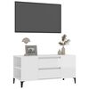 vidaXL TV Cabinet High Gloss White Engineered Wood, Metal Medium