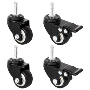 vidaXL Wheel For Planter Set of 4 Black Iron Small Lockable wheels