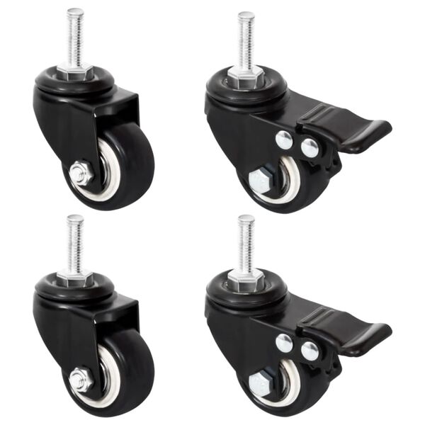 vidaXL Wheel For Planter Set of 4 Black Iron Small Lockable wheels