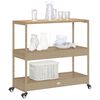 vidaXL Bar Cart 3-Tier Beige Poly Rattan and Solid Wood Acacia