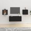 vidaXL Wall Mounted Tv Cabinet Set of 2 Black Engineered wood Medium