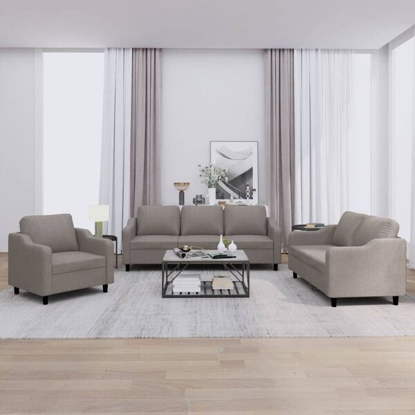 vidaXL Sofa Set Taupe Fabric (100% polyester), Metal, Textilene, Plywood