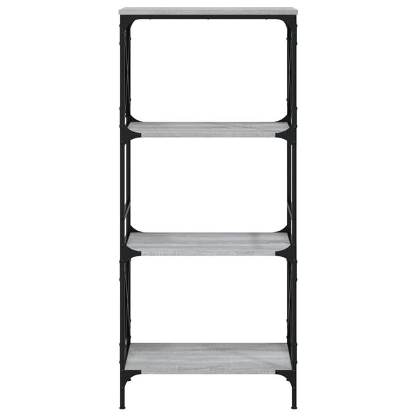 vidaXL Bookcase Grey Sonoma Engineered wood and metal 4-Tier