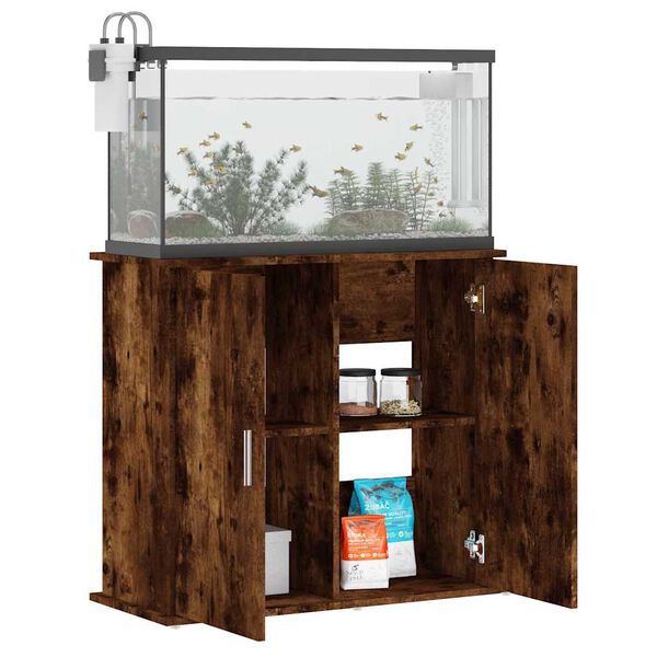 vidaXL Aquarium Stand Smoked Oak Engineered wood 32 x 14.2 x 28.7 in