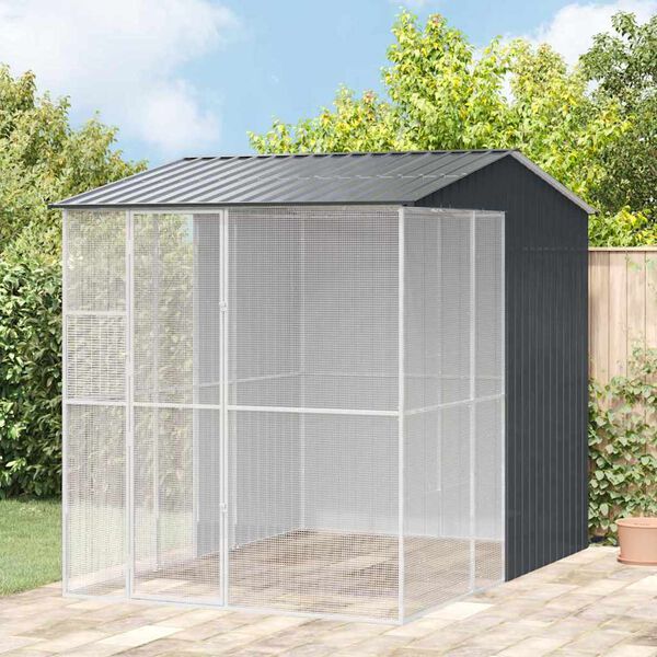 vidaXL Bird Cage Anthracite 84.65 x 122.05 x 97.24 in Galvanised Steel