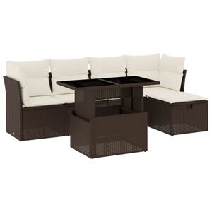 vidaXL Garden Sofa Set Brown, Cream White