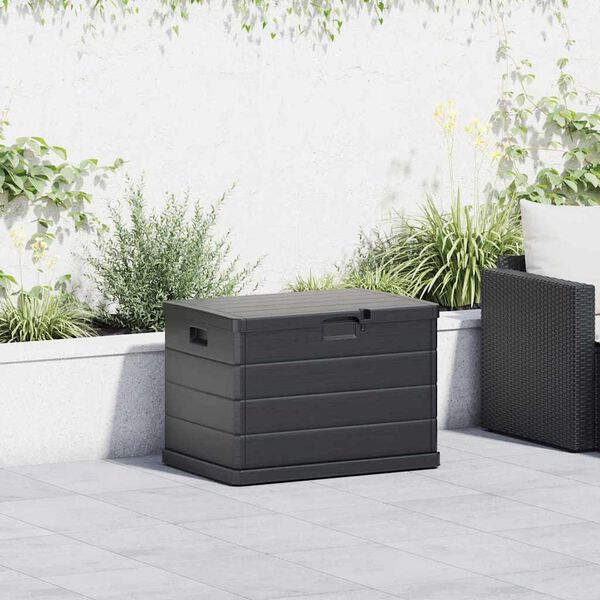 vidaXL Garden Storage Box Anthracite 30.51 x 21.46 x 20.87 in Plastic