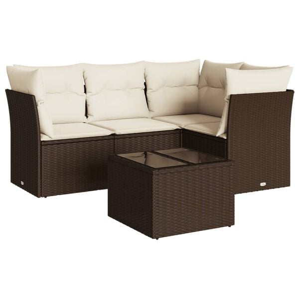 vidaXL Garden Sofa Set Brown and cream white