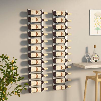 vidaXL Wall Mounted Wine Rack for 12 Bottles 2 pcs White Iron