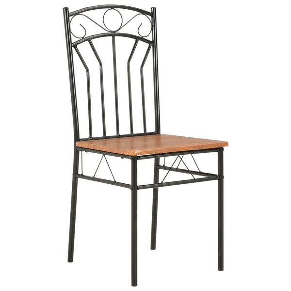 vidaXL Dining Chair Set of 4 Brown and black MDF and Steel Standard