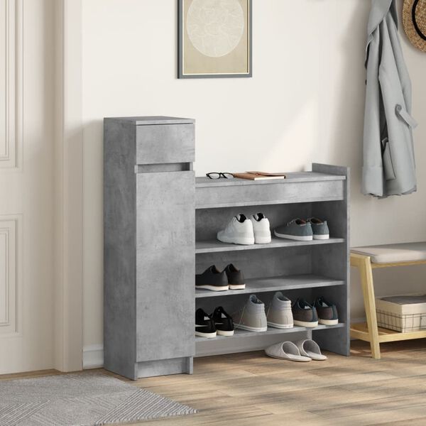 vidaXL Shoe Cabinet Concrete Gray 39.6"x11"x39.4" Engineered Wood