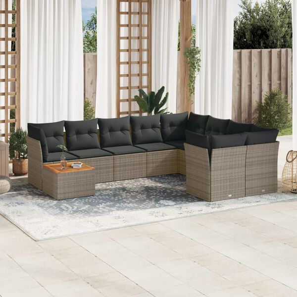 vidaXL Garden Sofa Set Grey PE rattan Modular, suitable for larger spaces
