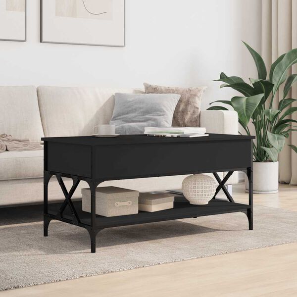 vidaXL Coffee Table Black Engineered wood and metal Medium