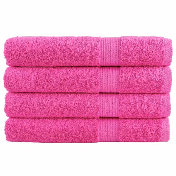 vidaXL Towel Set of 4 Pink 100% Cotton Large Bath Towel Rectangular