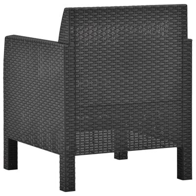 vidaXL Patio Chairs with Cushions 2 pcs PP Rattan Anthracite