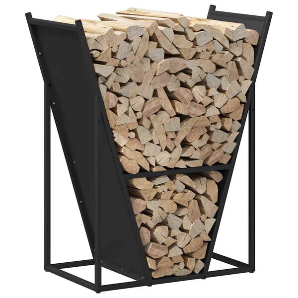 vidaXL Firewood Rack Black 27.4x13.8x31.9" Cold-rolled steel