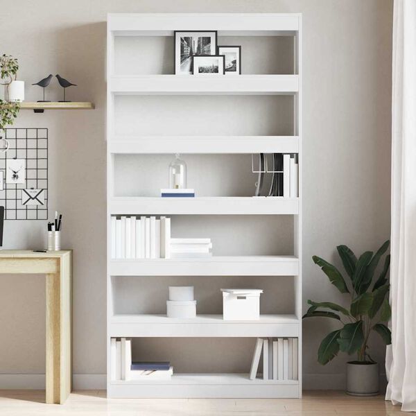 vidaXL Book Cabinet White 39.37 x 11.81 x 77.95 in Engineered Wood