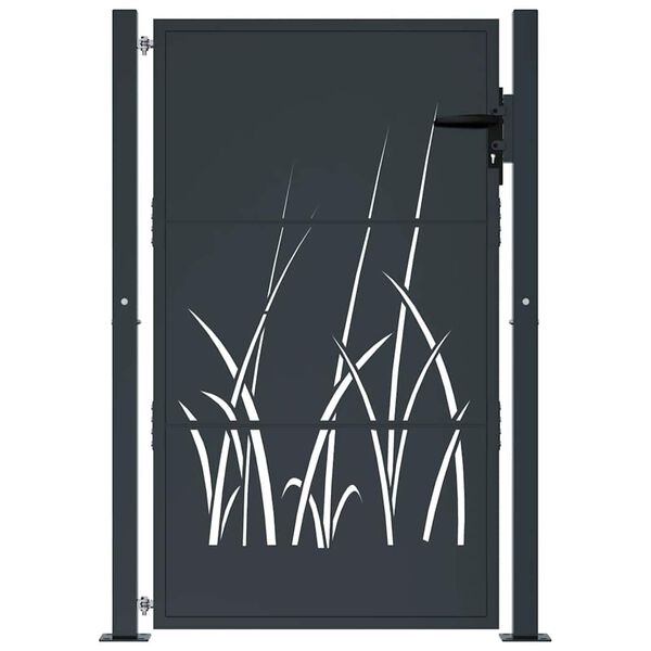 vidaXL Garden Gate Anthracite 39.4x59.1" Steel Grass Design