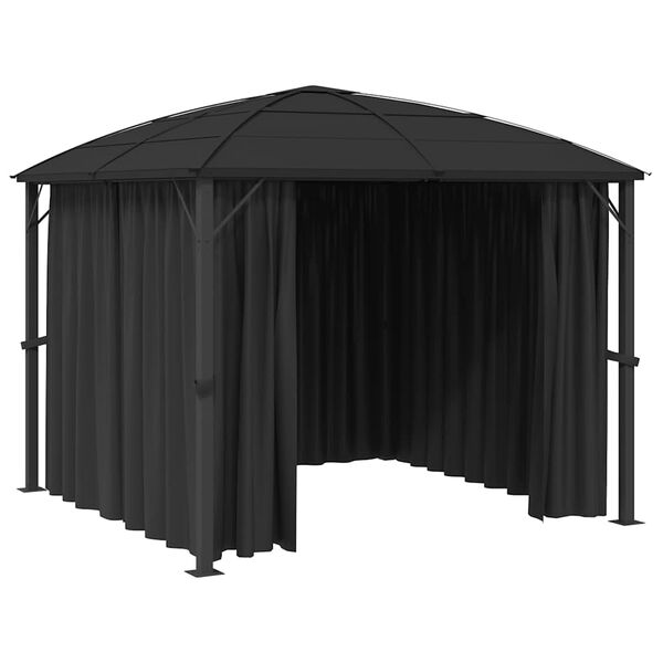 vidaXL Gazebo with Curtains 118.1x118.1x104.3" Anthracite